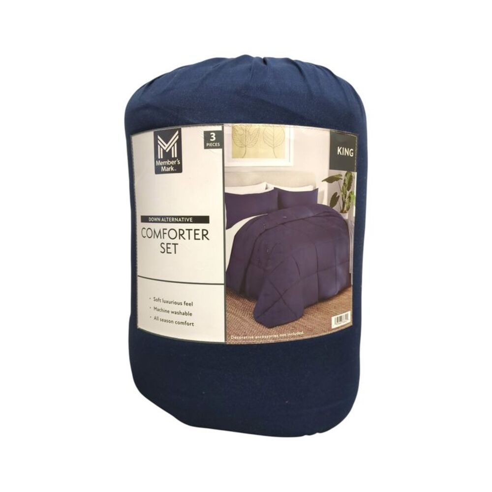 Member's Mark Down Alternative 3pc Comforter Set, King - Blue